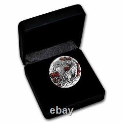 2022 Tuvalu 2 oz Silver White Tiger Rimless Coin (Antiqued) SKU#243047