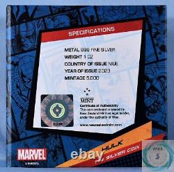 2023 Niue $2 1oz Silver Marvel Hulk Proof Coin