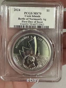 2024 Cook Islands $1 Battle of Normandy Valor & Victory 0.999 Silver PCGS MS70