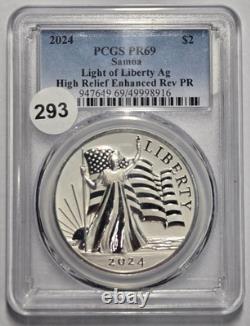 2024 LIGHT OF LIBERTY AG HIGH RELIEF ENHANCED REV PR $2 PCGS PR69 Certified Coin