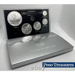 2024 Mexico Silver Libertad 5 Coin Set Bu 1 Oz To 1/20 Oz. 999 Fine Silver