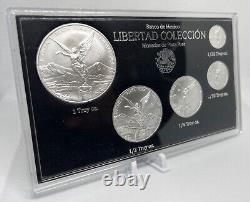 2024 Mexico Silver Libertad 5 Coin Set Bu 1 Oz To 1/20 Oz. 999 Fine Silver