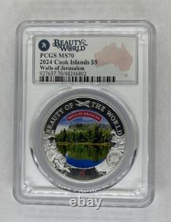2024 PCGS MS70, 1oz. 999 Fine Silver, Beauty of the World, Walls of Jerusalem