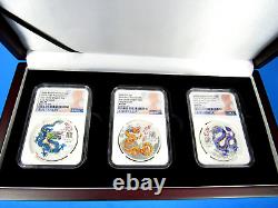 2024 P Australia, 3-Coin Set, Teal, Gold & Lilac, YOTD NGC Pf 70 Ucam ER