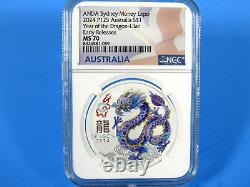 2024 P Australia, 3-Coin Set, Teal, Gold & Lilac, YOTD NGC Pf 70 Ucam ER