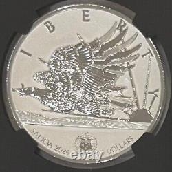 2024 Samoa $2 LIGHT OF LIBERTY 1 Oz Silver High Relief NGC Enhanced Rev PF70 FR