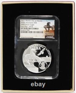 2025 1oz. 999 Fine Silver $5 Ascension Island Worlds Fair of Money NGC PF-70UCAM