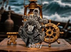 2025 Cameroon Pirates Anchor of Command Blackbeard 2 oz Silver UV Enameled Coin