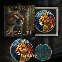2025 Silver Eagle Mosaic Cougar Stealth 1oz Colorized. 999 Silver Coin