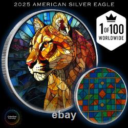 2025 Silver Eagle Mosaic Cougar Stealth 1oz Colorized. 999 Silver Coin