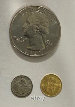 22K Maximiliano Emperador 1865 Gold Coin 1 Peso & Silver Hard To Find