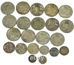 22pcs Australia Circulated Silver Florin Shilling 3 6 Pence Coins 1917-1947 B313