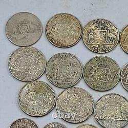 22pcs Australia Circulated Silver Florin Shilling 3 6 Pence Coins 1917-1947 B313