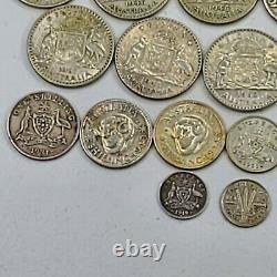 22pcs Australia Circulated Silver Florin Shilling 3 6 Pence Coins 1917-1947 B313