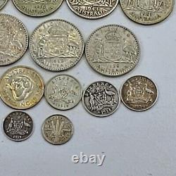 22pcs Australia Circulated Silver Florin Shilling 3 6 Pence Coins 1917-1947 B313