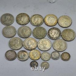 22pcs Australia Circulated Silver Florin Shilling 3 6 Pence Coins 1917-1947 B313