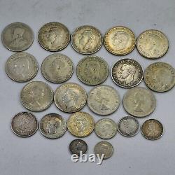 22pcs Australia Circulated Silver Florin Shilling 3 6 Pence Coins 1917-1947 B313