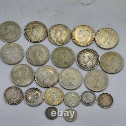 22pcs Australia Circulated Silver Florin Shilling 3 6 Pence Coins 1917-1947 B313