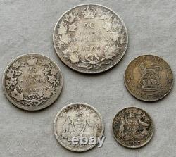 25-Coin Foreign Silver Lot. 3.74 ASW. Historic Commonwealth Silver. Q91