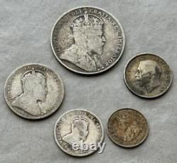 25-Coin Foreign Silver Lot. 3.74 ASW. Historic Commonwealth Silver. Q91