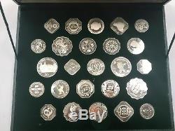 25 Sterling Silver World Casino Coin's by Franklin Mint with Box & COA Q3