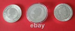 3 Lot Set 1 oz Fine Silver Coins Brilliant Uncirculated From Around the World