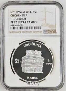 3pc Bundle 2011 Mo Mexico Chichén Itzá 5 Peso Silver NGC PF 69 & 70 Ultra Cameo