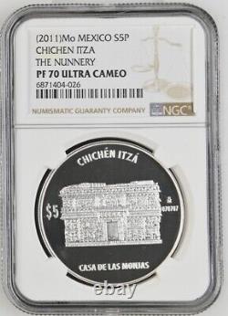 3pc Bundle 2011 Mo Mexico Chichén Itzá 5 Peso Silver NGC PF 69 & 70 Ultra Cameo