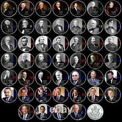 46pcs US Presidents Silver Plated Metal Commemorative Coin Crafts Souvenirs