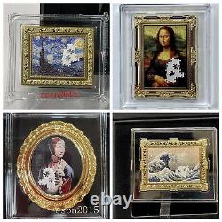 4pcs set Niue World famous painting jigsaw series silver&copper coin HOT