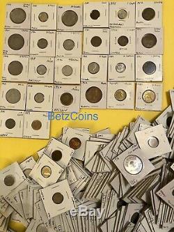 500 labeled World Coin Lot All in 2 X 2 Cardboard With Dates & Country On Them