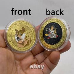 50pcs Colored Cute Dogecoin Gold Coin Dog D To The Moon Coin Animal Printing