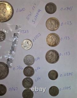 5.07+ Oz Silver Weight Lot 40 Random Coins Of Different Countries And Years