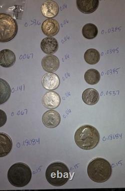 5.07+ Oz Silver Weight Lot 40 Random Coins Of Different Countries And Years