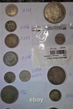 5.07+ Oz Silver Weight Lot 40 Random Coins Of Different Countries And Years