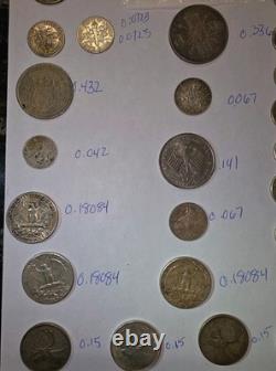 5.07+ Oz Silver Weight Lot 40 Random Coins Of Different Countries And Years