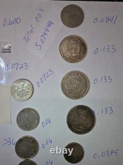 5.07+ Oz Silver Weight Lot 40 Random Coins Of Different Countries And Years