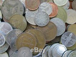 5+ Pound Lot of World Coins in A Vintage Cigar Box with Silver Coins