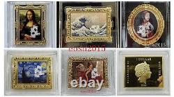 5pcs set Niue+Chad World famous painting jigsaw series silver&copper coin