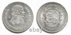 5x LARGE Uncirculated SILVER MEXICO UN PESO Coins! Jose Morelos! Eagle