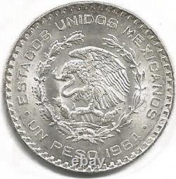 5x LARGE Uncirculated SILVER MEXICO UN PESO Coins! Jose Morelos! Eagle