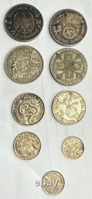 69 Grams of 9 VINTAGE SILVER WORLD COINS Authentic Collection Nice Lot 1929-43
