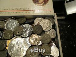 6+ Pound Lot of World Coins in A Vintage Cigar Box with 6 Oz. Of Silver Coins