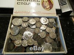 6+ Pound Lot of World Coins in A Vintage Cigar Box with 6 Oz. Of Silver Coins
