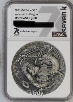 7k Metals Watasumi Dragon MS70 Antiqued Low Mintage Collectible Coin