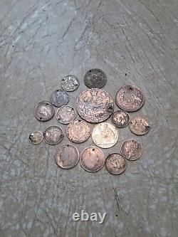 84 Grams 3 OZ TOTAL WEIGHT WORLD SILVER LOT HOLED UK France Italy 18 Coin Lot