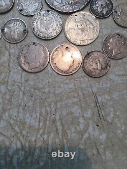 84 Grams 3 OZ TOTAL WEIGHT WORLD SILVER LOT HOLED UK France Italy 18 Coin Lot