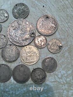 84 Grams 3 OZ TOTAL WEIGHT WORLD SILVER LOT HOLED UK France Italy 18 Coin Lot