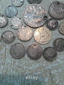 84 Grams 3 OZ TOTAL WEIGHT WORLD SILVER LOT HOLED UK France Italy 18 Coin Lot