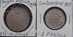 9 World Silver Coins, Circ & Unc, From 9 Diff Countries (see List), Lot #396